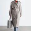 Cotton-Wool Tie-Belt Trench Coat