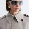 Cotton-Wool Tie-Belt Trench Coat