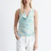 Cowl-Neck Drawstring Top