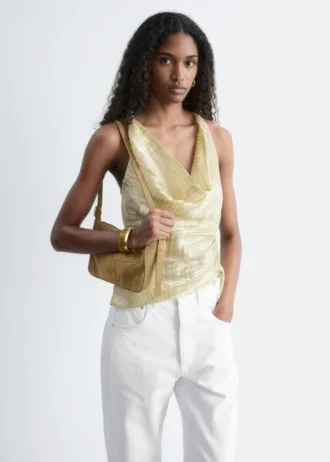 Cowl-Neck Drawstring Top