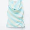 Cowl-Neck Drawstring Top