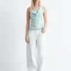 Cowl-Neck Drawstring Top