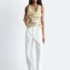 Cowl-Neck Drawstring Top