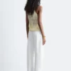 Cowl-Neck Drawstring Top