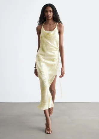 Cowl-Neck Jacquard Midi Dress