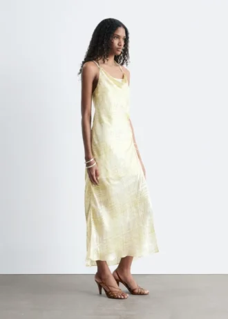 Cowl-Neck Jacquard Midi Dress