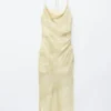 Cowl-Neck Jacquard Midi Dress