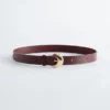 Crescent-Buckle Leather Belt