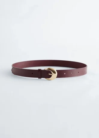 Crescent-Buckle Leather Belt