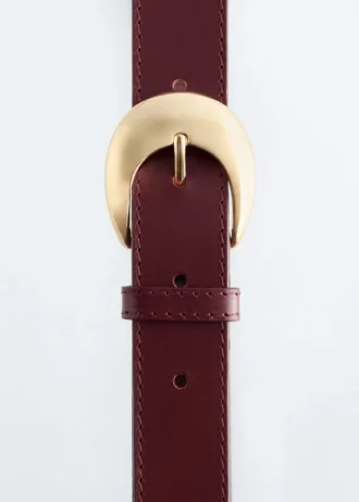 Crescent-Buckle Leather Belt