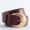 Crescent-Buckle Leather Belt