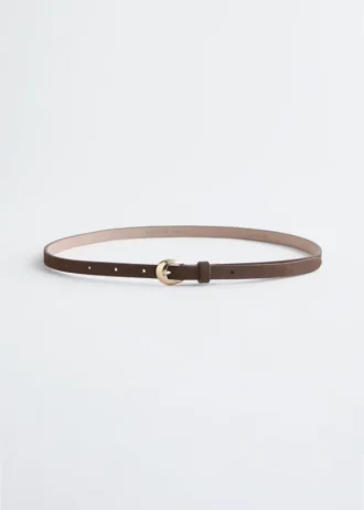 Crescent-Buckle Slim Belt