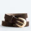 Crescent-Buckle Slim Belt