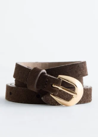 Crescent-Buckle Slim Belt