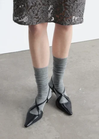 Criss-Cross Leather Slingback Pumps