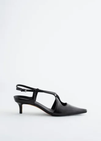 Criss-Cross Leather Slingback Pumps