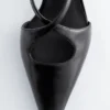 Criss-Cross Leather Slingback Pumps