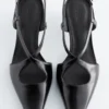 Criss-Cross Leather Slingback Pumps