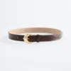 Croco Effect Buckle Leather Belt