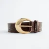 Croco Effect Buckle Leather Belt