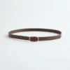 Croco Effect Slim Leather Belt