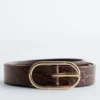 Croco Effect Slim Leather Belt