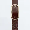 Croco Effect Slim Leather Belt