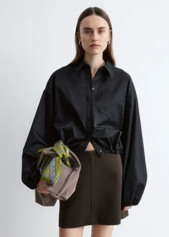 Cropped Drawstring Shirt