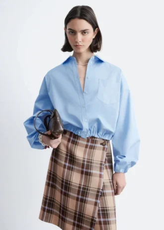 Cropped Drawstring Shirt