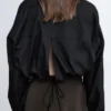 Cropped Drawstring Shirt