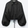 Cropped Drawstring Shirt