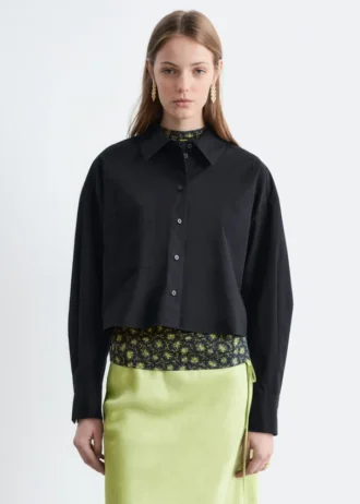 Cropped Oversized Cotton Shirt