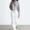 Cropped Oversized Cotton Shirt