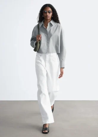 Cropped Oversized Cotton Shirt