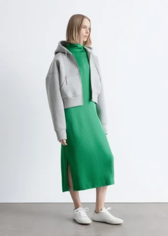 Cropped Scuba Zip-Up Hoodie