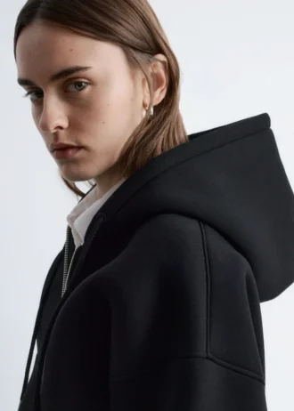 Cropped Scuba Zip-Up Hoodie