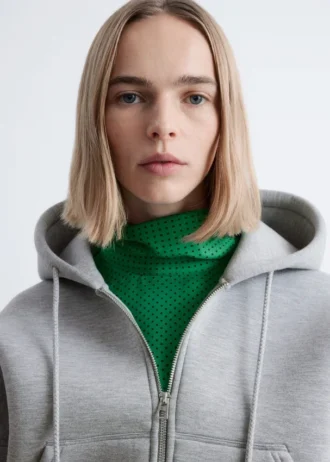Cropped Scuba Zip-Up Hoodie