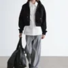 Cropped Scuba Zip-Up Hoodie