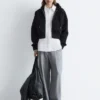 Cropped Scuba Zip-Up Hoodie