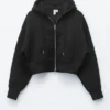 Cropped Scuba Zip-Up Hoodie