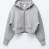 Cropped Scuba Zip-Up Hoodie