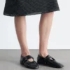 Cross-Strap Leather Ballet Flats