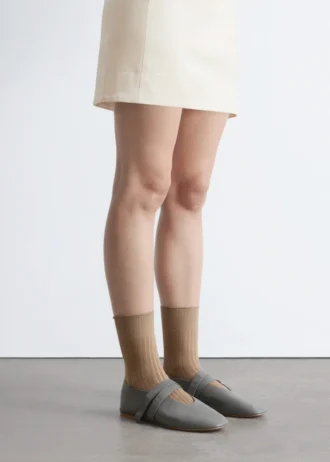 Cross-Strap Leather Ballet Flats