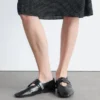 Cross-Strap Leather Ballet Flats