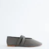 Cross-Strap Leather Ballet Flats