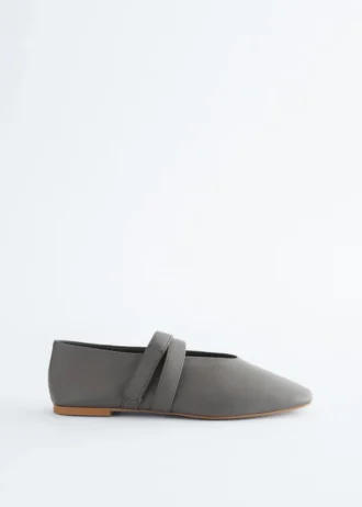 Cross-Strap Leather Ballet Flats