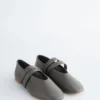 Cross-Strap Leather Ballet Flats