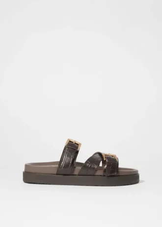 Cross-Strap Leather Sandals