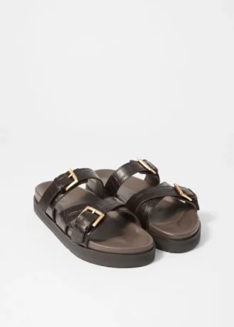 Cross-Strap Leather Sandals