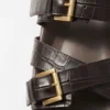 Cross-Strap Leather Sandals